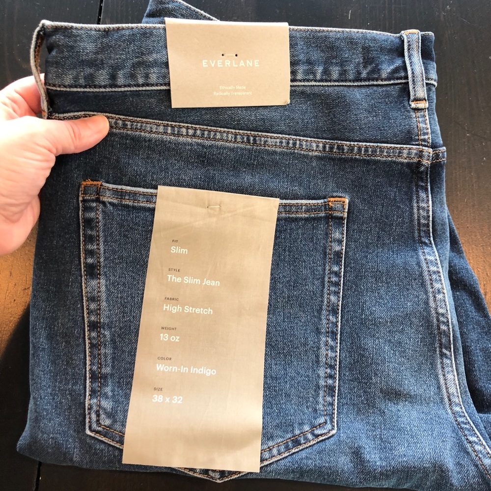 NWT Men’s Everlane slim high-stretch indigo jeans